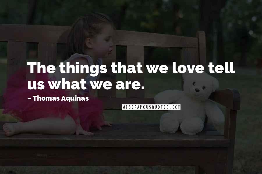 Thomas Aquinas Quotes: The things that we love tell us what we are.