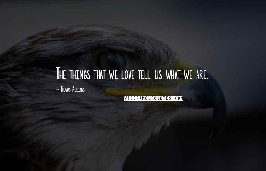 Thomas Aquinas Quotes: The things that we love tell us what we are.