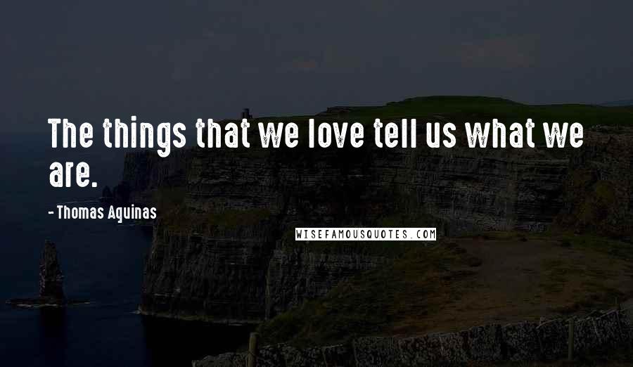 Thomas Aquinas Quotes: The things that we love tell us what we are.