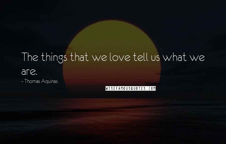 Thomas Aquinas Quotes: The things that we love tell us what we are.