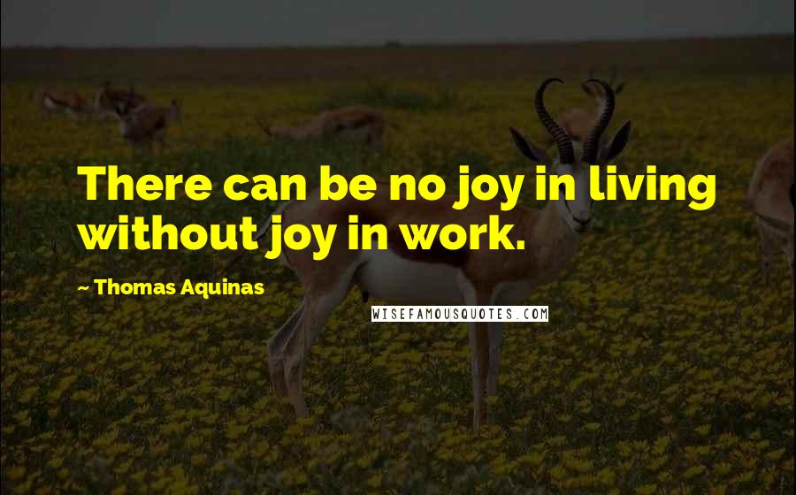 Thomas Aquinas Quotes: There can be no joy in living without joy in work.