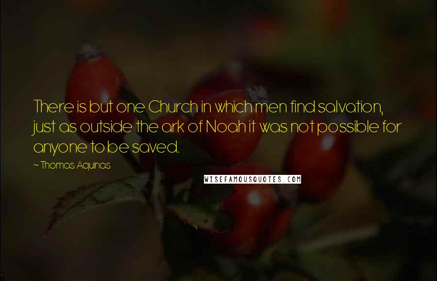 Thomas Aquinas Quotes: There is but one Church in which men find salvation, just as outside the ark of Noah it was not possible for anyone to be saved.