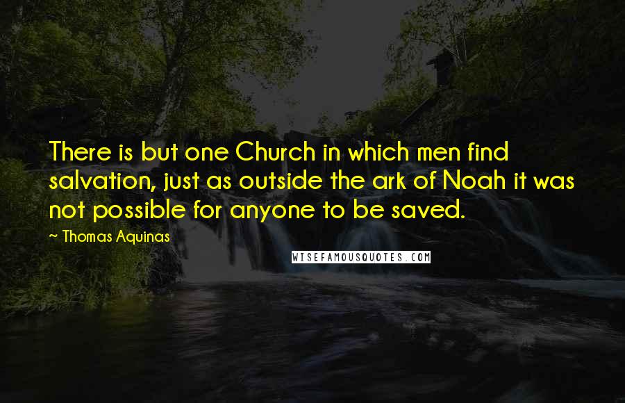 Thomas Aquinas Quotes: There is but one Church in which men find salvation, just as outside the ark of Noah it was not possible for anyone to be saved.