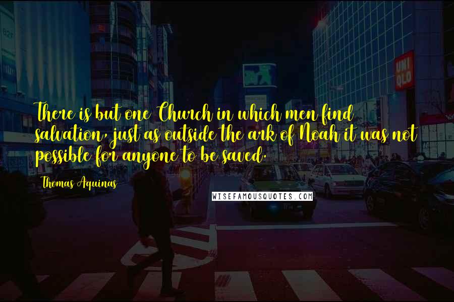 Thomas Aquinas Quotes: There is but one Church in which men find salvation, just as outside the ark of Noah it was not possible for anyone to be saved.