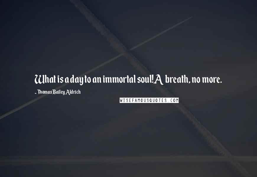 Thomas Bailey Aldrich Quotes: What is a day to an immortal soul!A breath, no more.