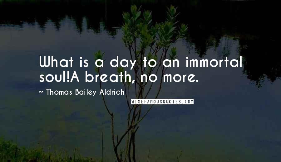 Thomas Bailey Aldrich Quotes: What is a day to an immortal soul!A breath, no more.