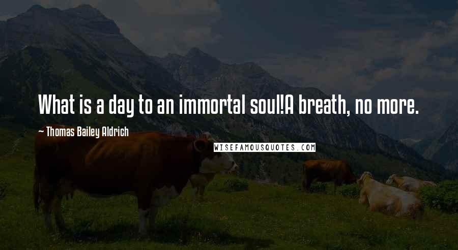 Thomas Bailey Aldrich Quotes: What is a day to an immortal soul!A breath, no more.