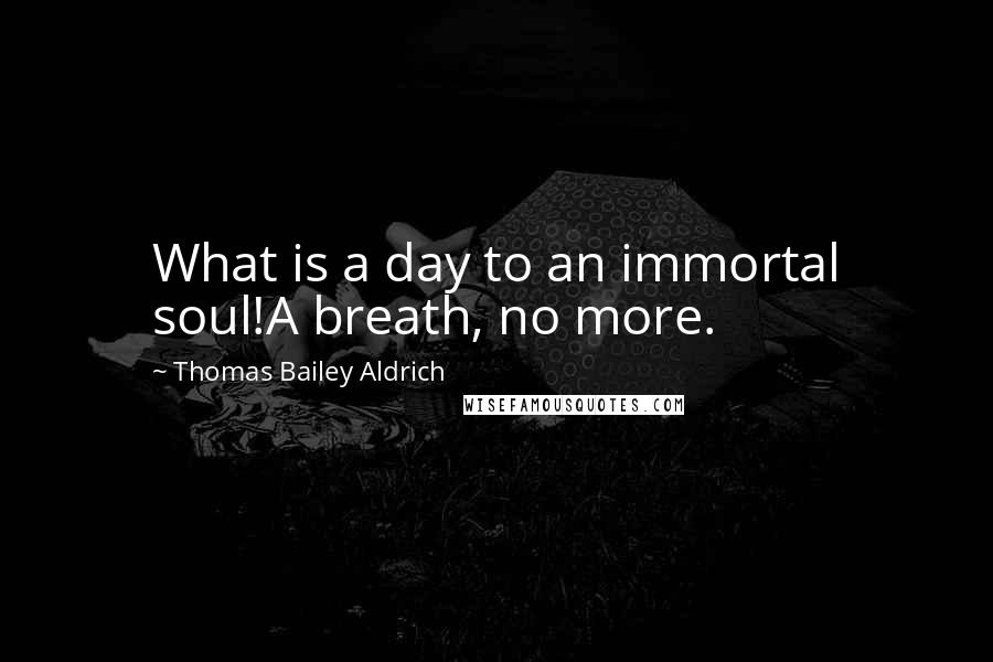 Thomas Bailey Aldrich Quotes: What is a day to an immortal soul!A breath, no more.