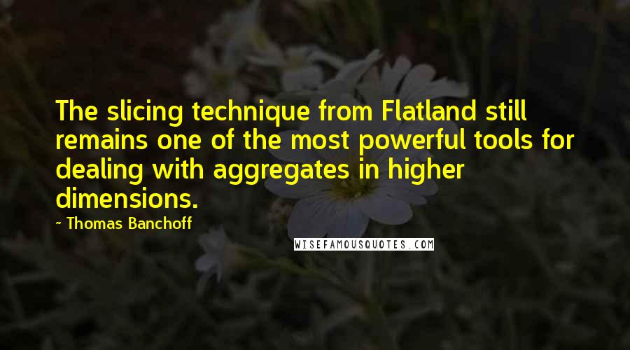 Thomas Banchoff Quotes: The slicing technique from Flatland still remains one of the most powerful tools for dealing with aggregates in higher dimensions.