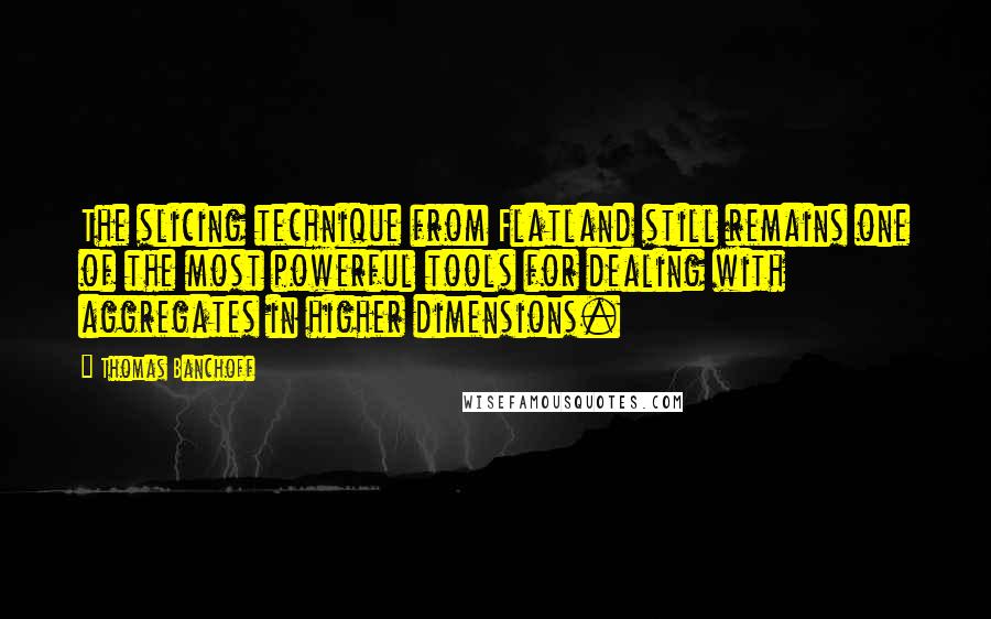 Thomas Banchoff Quotes: The slicing technique from Flatland still remains one of the most powerful tools for dealing with aggregates in higher dimensions.