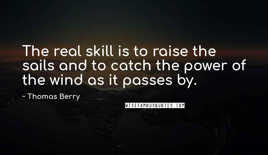Thomas Berry Quotes: The real skill is to raise the sails and to catch the power of the wind as it passes by.
