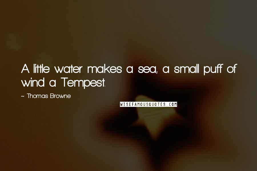 Thomas Browne Quotes: A little water makes a sea, a small puff of wind a Tempest.