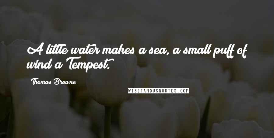 Thomas Browne Quotes: A little water makes a sea, a small puff of wind a Tempest.