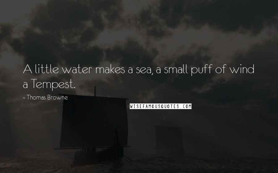 Thomas Browne Quotes: A little water makes a sea, a small puff of wind a Tempest.