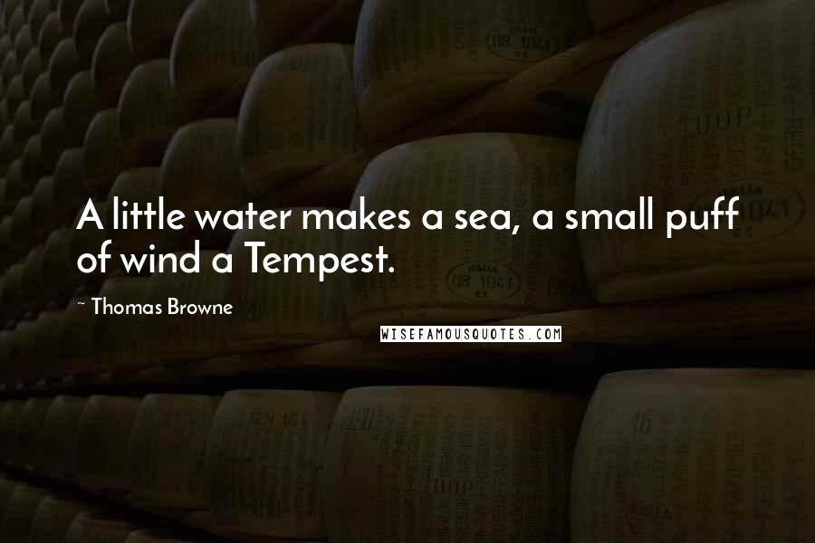 Thomas Browne Quotes: A little water makes a sea, a small puff of wind a Tempest.