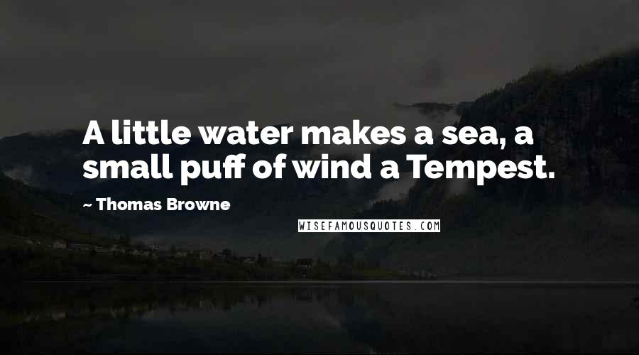 Thomas Browne Quotes: A little water makes a sea, a small puff of wind a Tempest.