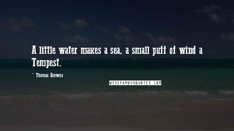 Thomas Browne Quotes: A little water makes a sea, a small puff of wind a Tempest.