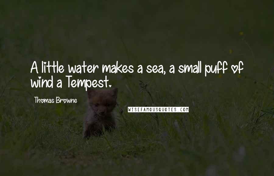 Thomas Browne Quotes: A little water makes a sea, a small puff of wind a Tempest.