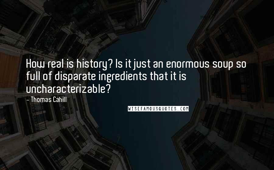 Thomas Cahill Quotes: How real is history? Is it just an enormous soup so full of disparate ingredients that it is uncharacterizable?