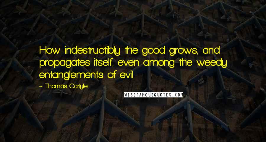 Thomas Carlyle Quotes: How indestructibly the good grows, and propagates itself, even among the weedy entanglements of evil.