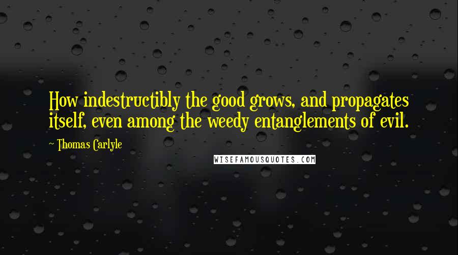 Thomas Carlyle Quotes: How indestructibly the good grows, and propagates itself, even among the weedy entanglements of evil.