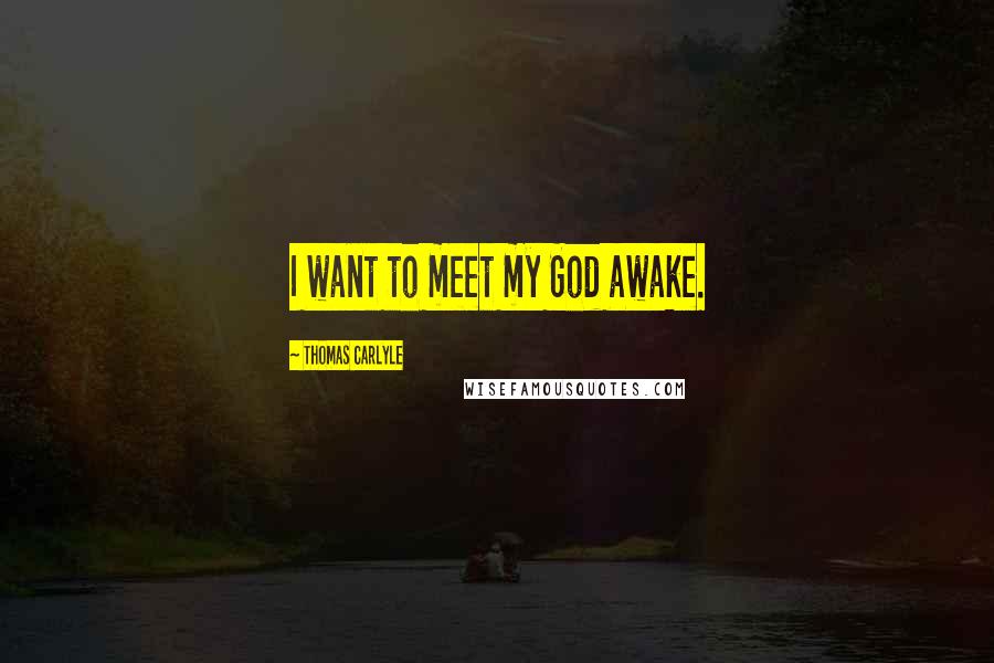 Thomas Carlyle Quotes: I want to meet my God awake.