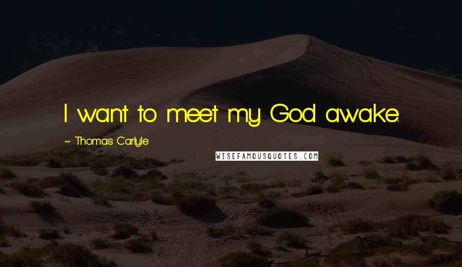 Thomas Carlyle Quotes: I want to meet my God awake.