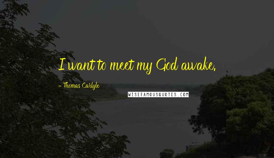 Thomas Carlyle Quotes: I want to meet my God awake.