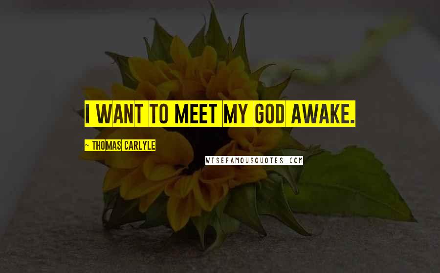 Thomas Carlyle Quotes: I want to meet my God awake.
