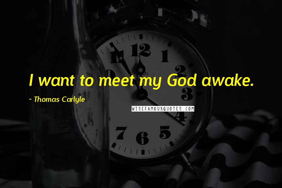 Thomas Carlyle Quotes: I want to meet my God awake.