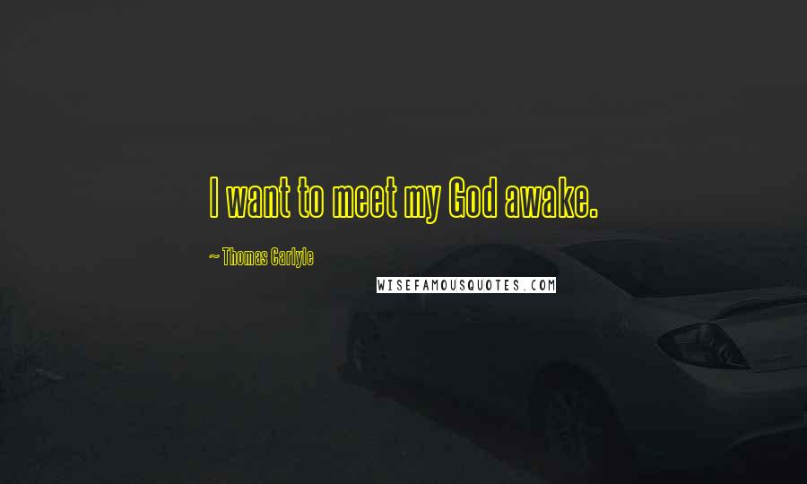Thomas Carlyle Quotes: I want to meet my God awake.