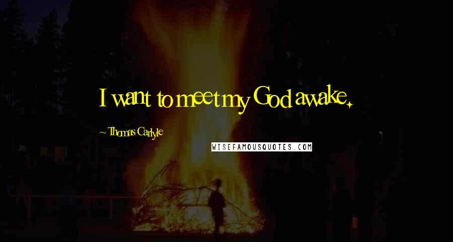 Thomas Carlyle Quotes: I want to meet my God awake.