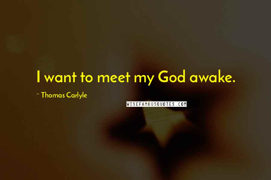 Thomas Carlyle Quotes: I want to meet my God awake.
