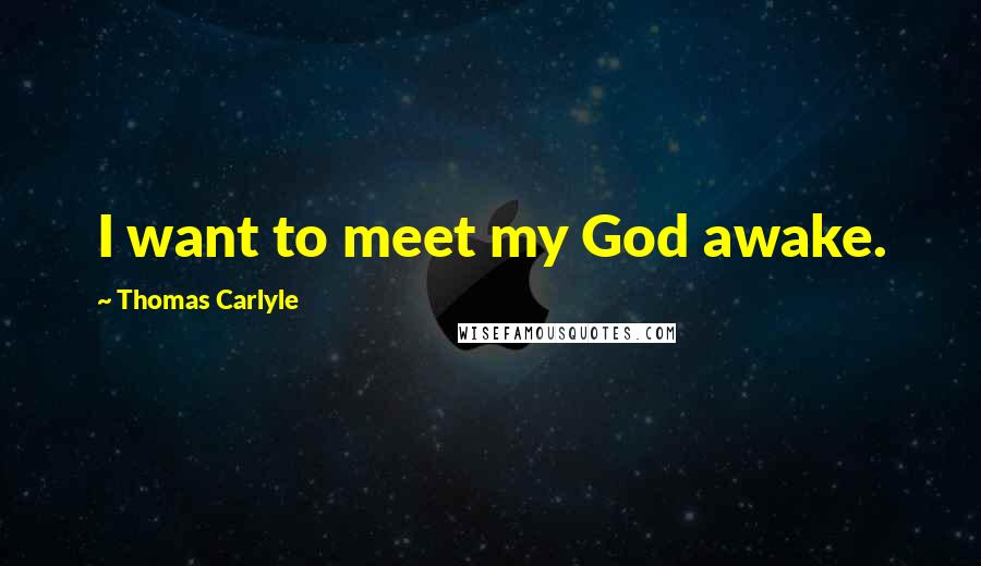 Thomas Carlyle Quotes: I want to meet my God awake.