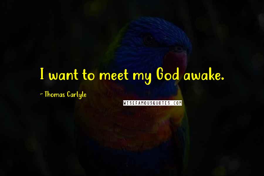 Thomas Carlyle Quotes: I want to meet my God awake.