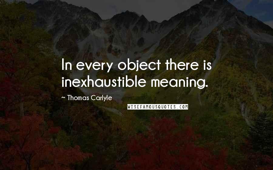 Thomas Carlyle Quotes: In every object there is inexhaustible meaning.