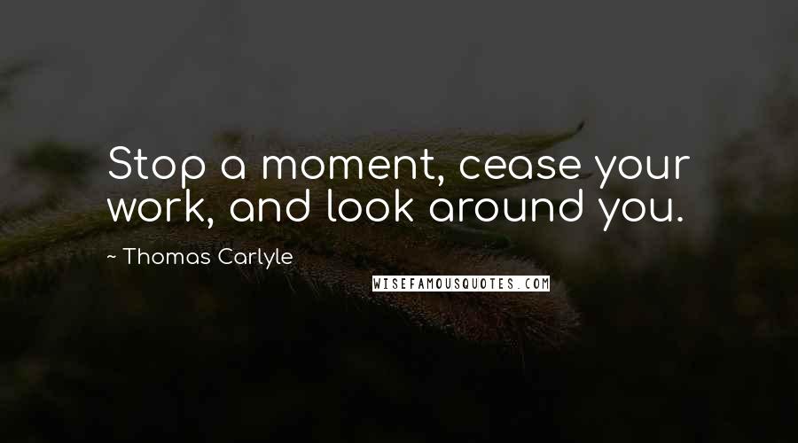 Thomas Carlyle Quotes: Stop a moment, cease your work, and look around you.