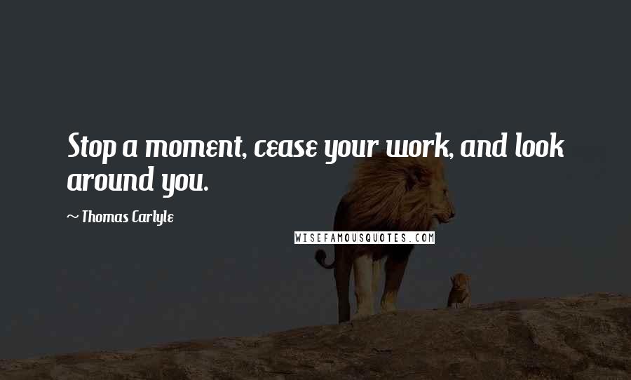 Thomas Carlyle Quotes: Stop a moment, cease your work, and look around you.