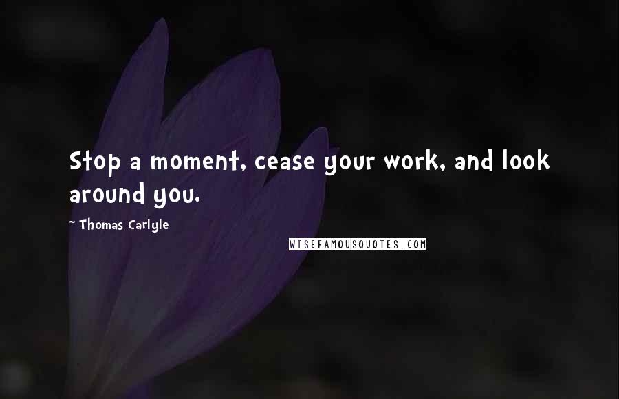 Thomas Carlyle Quotes: Stop a moment, cease your work, and look around you.