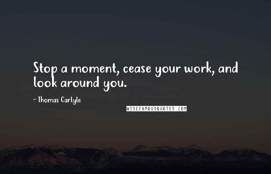 Thomas Carlyle Quotes: Stop a moment, cease your work, and look around you.