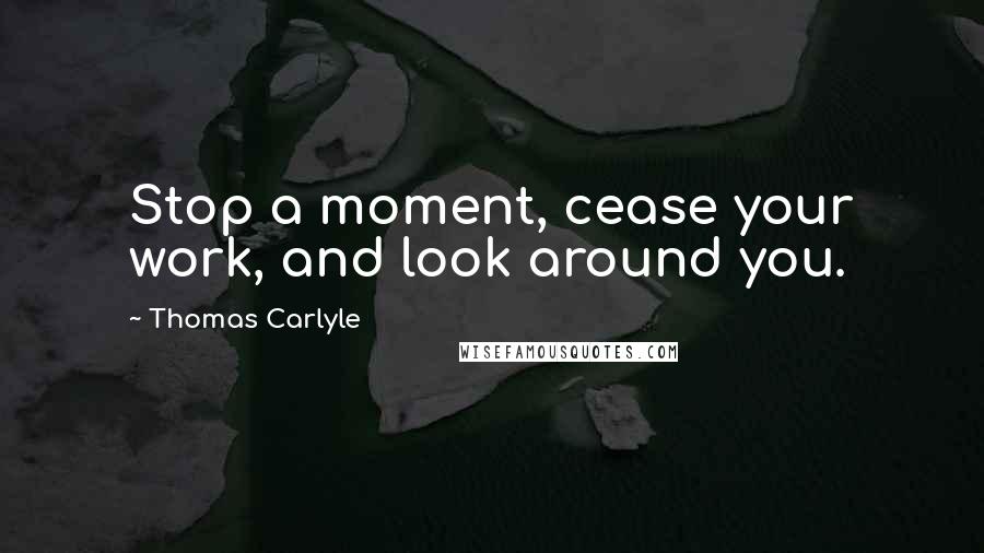 Thomas Carlyle Quotes: Stop a moment, cease your work, and look around you.