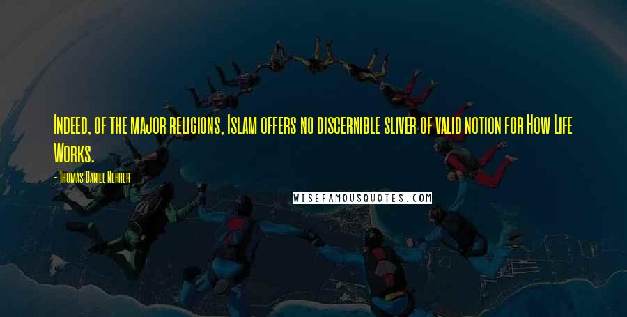 Thomas Daniel Nehrer Quotes: Indeed, of the major religions, Islam offers no discernible sliver of valid notion for How Life Works.