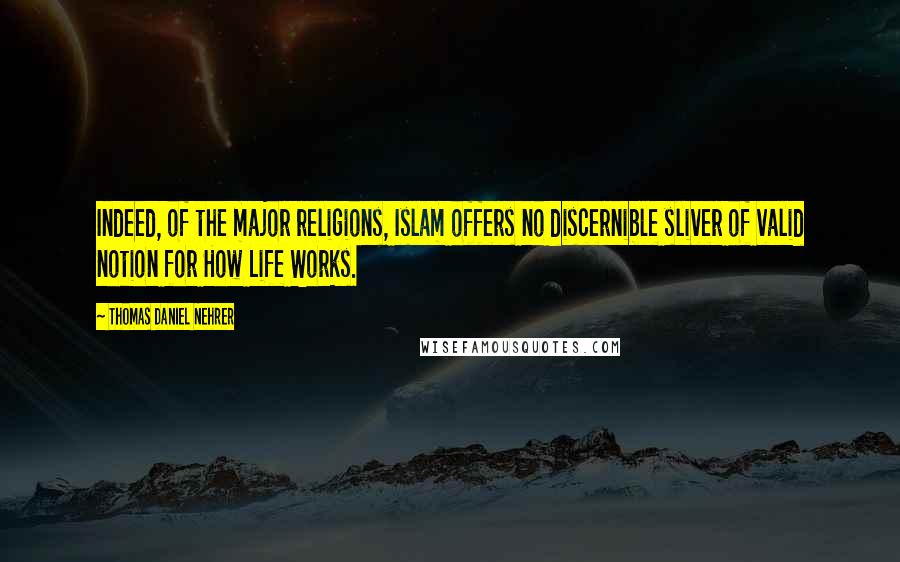 Thomas Daniel Nehrer Quotes: Indeed, of the major religions, Islam offers no discernible sliver of valid notion for How Life Works.