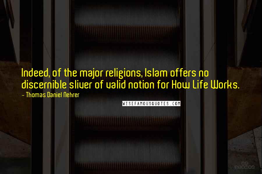 Thomas Daniel Nehrer Quotes: Indeed, of the major religions, Islam offers no discernible sliver of valid notion for How Life Works.