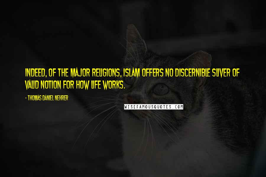 Thomas Daniel Nehrer Quotes: Indeed, of the major religions, Islam offers no discernible sliver of valid notion for How Life Works.