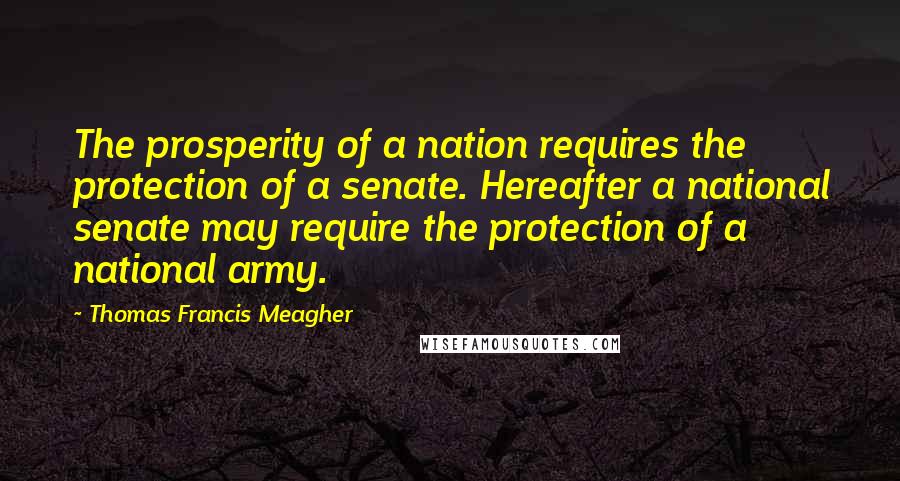 Thomas Francis Meagher Quotes: The prosperity of a nation requires the protection of a senate. Hereafter a national senate may require the protection of a national army.