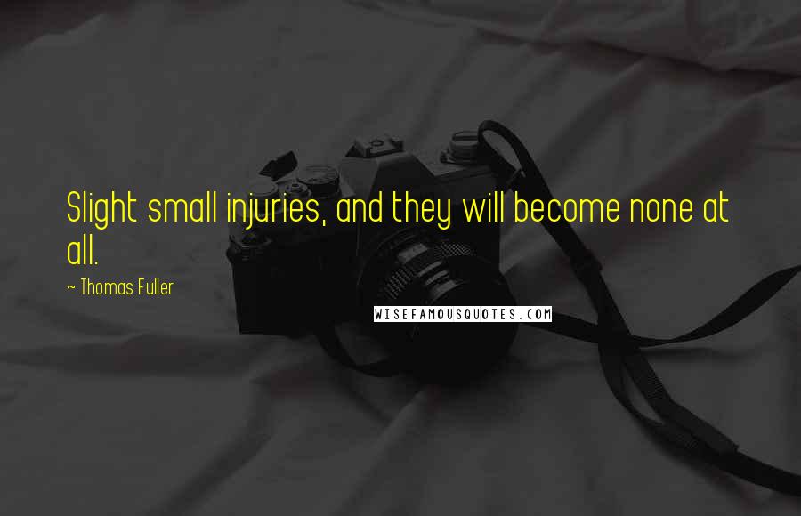 Thomas Fuller Quotes: Slight small injuries, and they will become none at all.