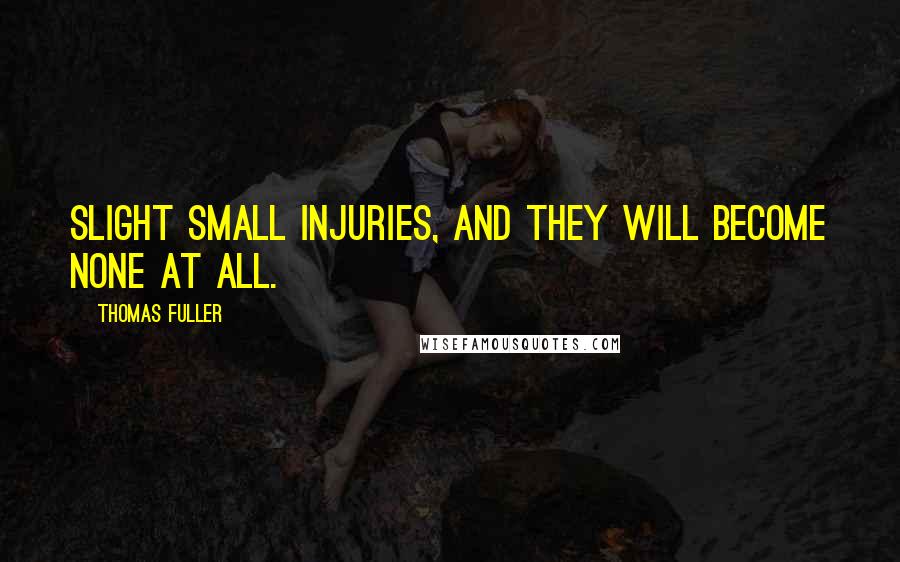 Thomas Fuller Quotes: Slight small injuries, and they will become none at all.