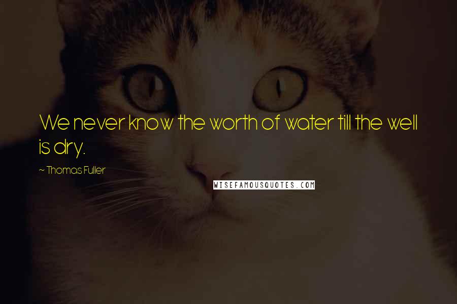 Thomas Fuller Quotes: We never know the worth of water till the well is dry.