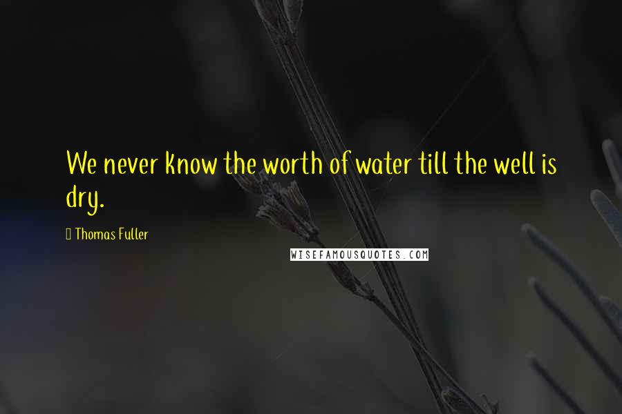 Thomas Fuller Quotes: We never know the worth of water till the well is dry.